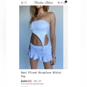 Dani Plisse Strapless Bikini Top - White